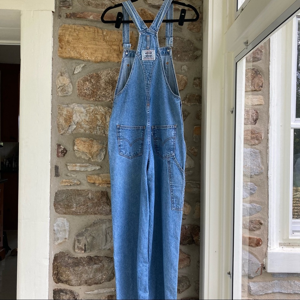 RARE 97 vintage Levi’s overalls 977 seersucker stripe small - Picture 11 of 16